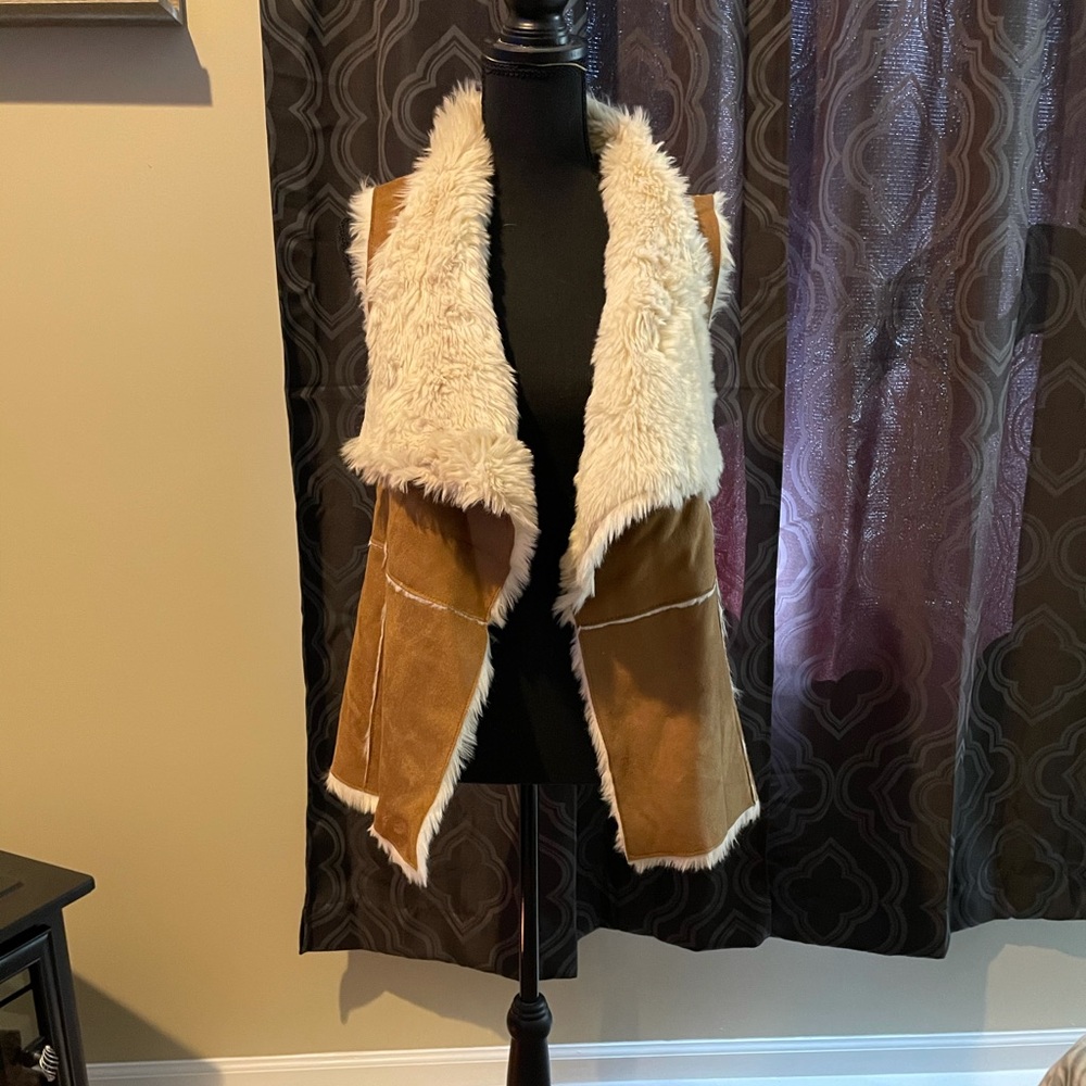 Shearling suede vest